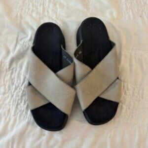 Mephisto Beige Suede Cross-Strap Sandals Size 38